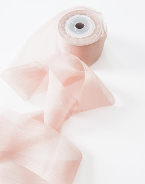 Heritage collection ribbon 10 meters - Wrinkle vegan silk chiffon Pink